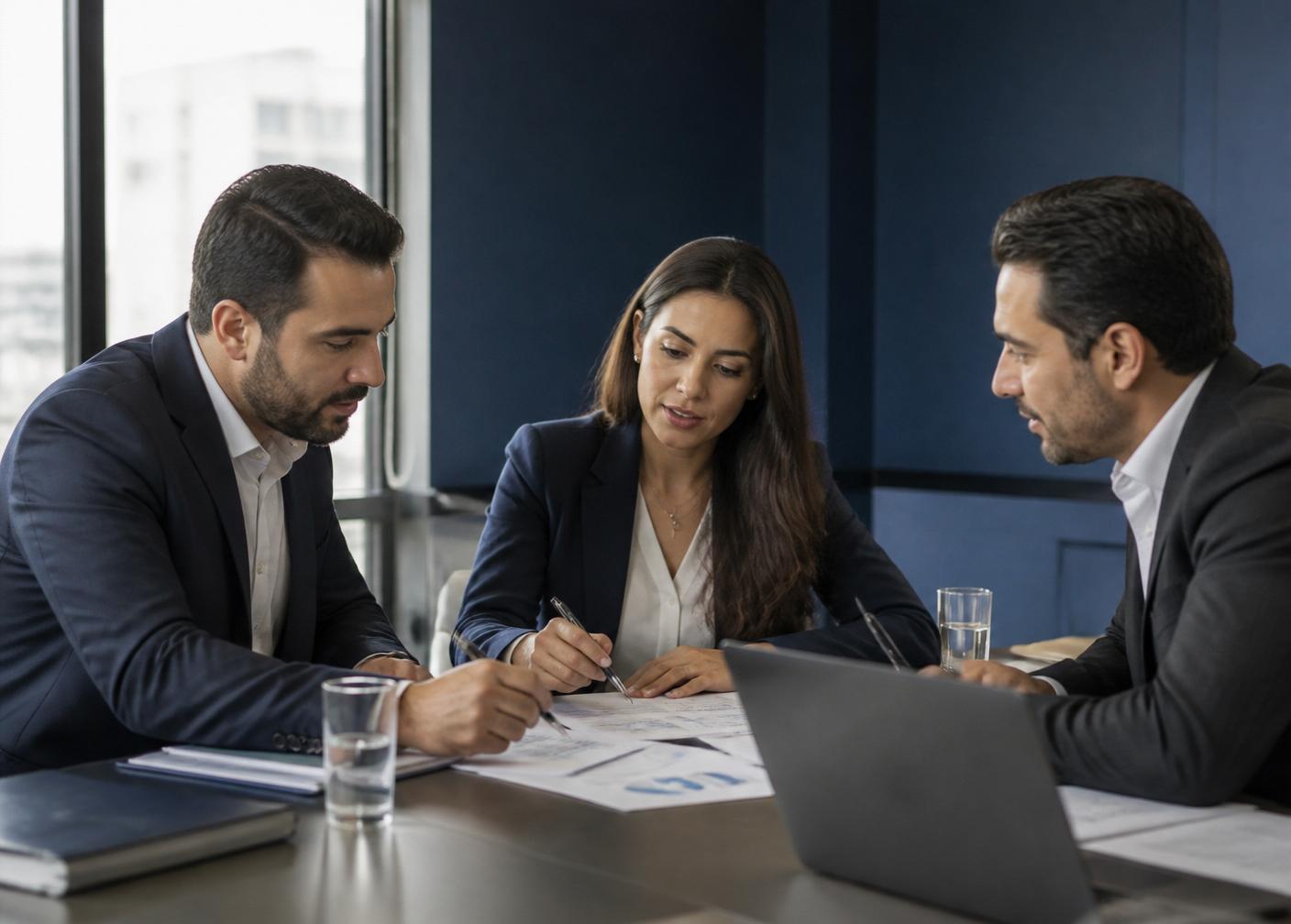 Equipe da Kaffygan analisando documentos financeiros em reunião